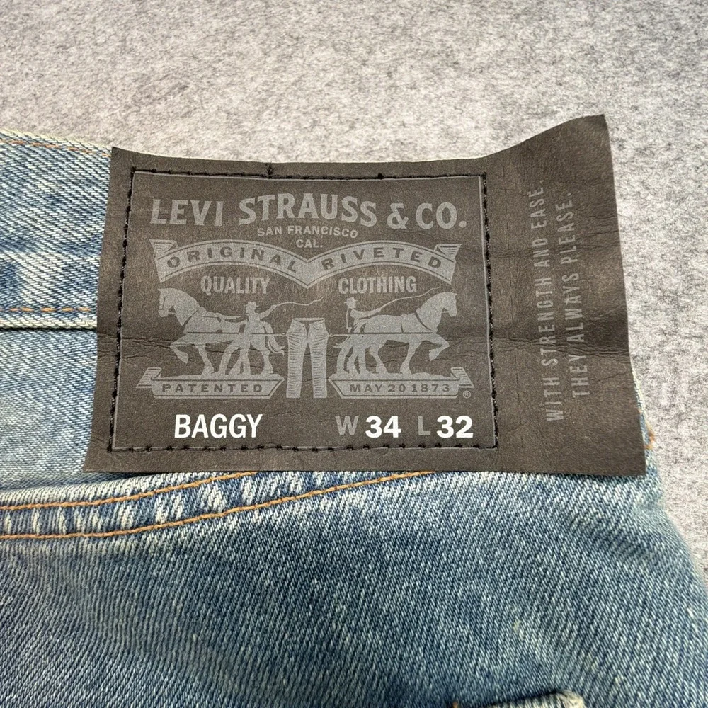 Levi'S Skate Baggy Jeans 34x32 Big E Denim Skateboarding Tough